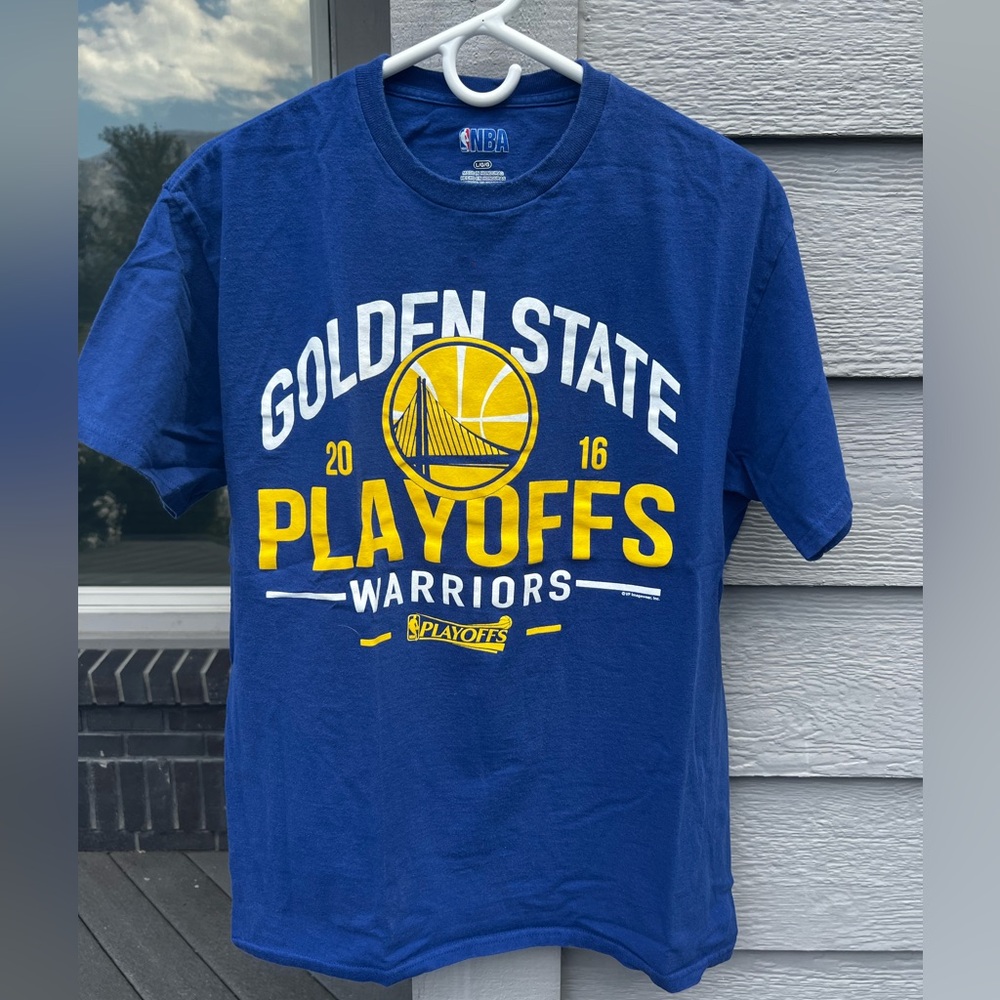 CLEARANCE Men’s L Golden State Warriors 2016 Playoffs Blue And Yellow T-Shirt